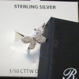 Macy's Diamond Butterfly Ring 1/10 ct. Sterling Silver Size 7 New in Box